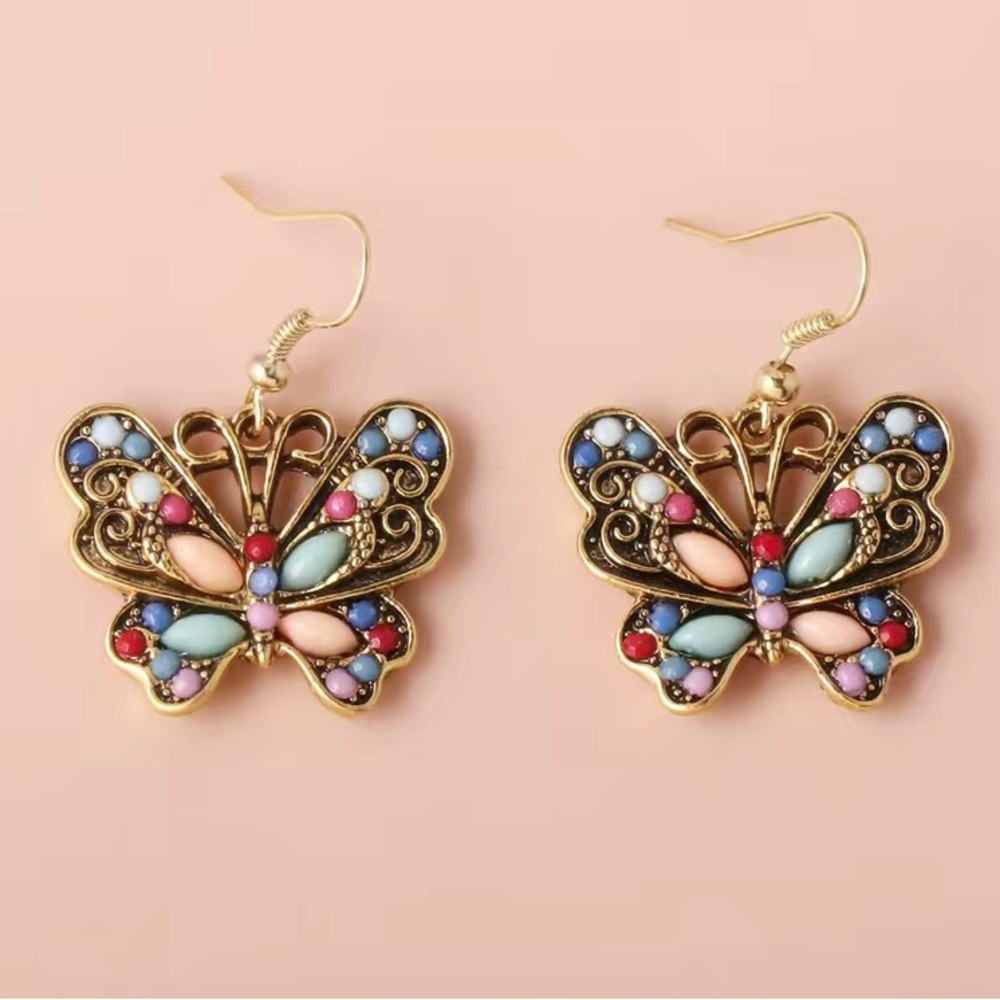 New Colorful Butterfly Drop Earrings